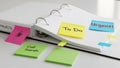 Binder labeled PROJECTS with post-it notes attached a yellow note with To Do, Royalty Free Stock Photo