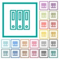 Binders flat color icons with quadrant frames