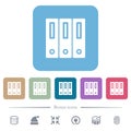 Binders solid flat icons on color rounded square backgrounds