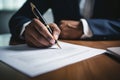 Binding Hand signing contract. Generate Ai Royalty Free Stock Photo