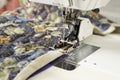 Binding quilt on machine. Royalty Free Stock Photo
