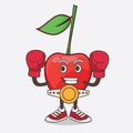 Bing Cherry cartoon mascot character in sporty boxing style