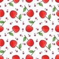 Bing Cherry Fruit Seamless Vector Pattern Royalty Free Stock Photo