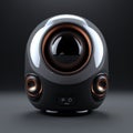 Hyper-realistic Sci-fi Speaker With Emotive Faces And Luminous Spheres