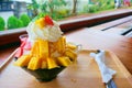 Bing su: Korean shaved ice dessert with sweet toppings