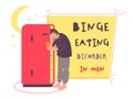 Binge eating disorder in men. Horizontal background