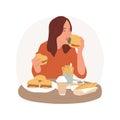 Binge eating isolated cartoon vector illustration.