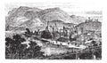 Bingen am Rhein town, Rhineland-Palatinate, Germany, vintage engraving Royalty Free Stock Photo