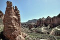 Binggou Danxia landform at Zhangye Danxia national geo park in Gansu province in China. Royalty Free Stock Photo