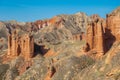 Binggou Danxia landform at Zhangye Danxia national geo park in Gansu province in China. Royalty Free Stock Photo