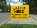 Red Cross blood donor recruitment sign