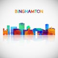 Binghamton skyline silhouette in colorful geometric style. Royalty Free Stock Photo