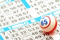 Bingo Ball on Card Royalty Free Stock Photo