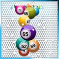 Bingo balls breaking a white 3D circular tiles wall Royalty Free Stock Photo