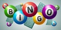 Bingo Balls with Bingo Cards Royalty Free Stock Photo