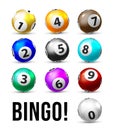 Bingo balls. Ten lottery balls set for keno lotto