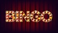 Bingo Banner Vector. Casino Glowing Lamps. For Fortune Advertising Design. Gambling Illustration