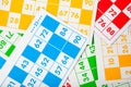 Bingo cards in various colors