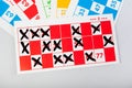 Bingo cards in various colors