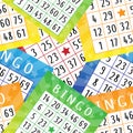 Bingo game seamless pattern with tickets and numbers