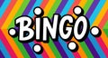 BINGO logo with lottery balls and stars. Bingo game. Vector illustration lucky quote. Fortune text