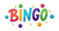 BINGO logo with lottery balls and stars. Bingo game. Vector illustration lucky quote. Fortune text Royalty Free Stock Photo