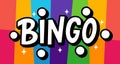 BINGO logo with lottery balls and stars. Bingo game. Vector illustration lucky quote. Fortune text Royalty Free Stock Photo