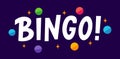 BINGO logo with lottery balls and stars. Bingo game. Vector illustration lucky quote. Fortune text Royalty Free Stock Photo