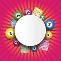 Bingo lottery balls and bingo cards concept Royalty Free Stock Photo