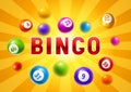 Bingo or lottery card with colored number balls. Royalty Free Stock Photo