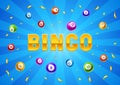 Bingo or lottery card with colored number balls. Royalty Free Stock Photo