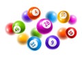 Bingo or lottery colored number balls. Royalty Free Stock Photo