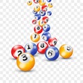 Bingo lottery 3d balls for keno lotto on vector transparent