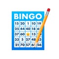 Bingo or Lottery game, card. Big Win. Vector stock illustration. Royalty Free Stock Photo