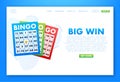 Bingo or Lottery game, card. Big Win. Vector stock illustration. Royalty Free Stock Photo