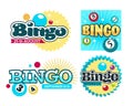 Bingo lottery isolated icons, gambling and guessing game