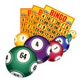 Bingo lottery tickets and balls icons realistic vector illustration isolated