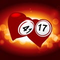 Bingo lottery Valentine red hearts background