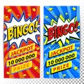 Bingo lottery web banners. Lottery game background. Comics pop-art style bang shape on a red twisted background. Ideal
