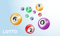 Bingo lotto balls with numbers for keno lottery gamble game vector poster template background