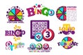 Bingo lotto or national lottery logo templates set.