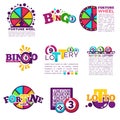 Bingo lotto lottery win vector icons set jackpot wineer numbers