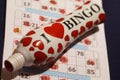 Bingo pen dabber on game book Royalty Free Stock Photo