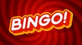 Bingo Red And Yellow Text Effect Template With 3d Type Style And Retro Concept Swirl Red Background Vector Illustration