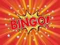 Bingo, wording in comic speech bubble on burst background Royalty Free Stock Photo