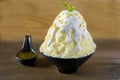 Bingsu mango milk with coconut cream Royalty Free Stock Photo