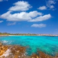 Binibeca beach in Menorca at Binibequer Vell village