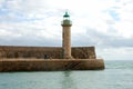 BINIC_ FRANCE,30 SEPTEMBER, 2018:Lighthouse in the port of Binic Brittany Royalty Free Stock Photo