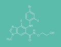 Binimetinib cancer drug molecule MEK inhibitor. Skeletal formula. Royalty Free Stock Photo