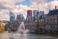 Binnenhof castle Dutch Parliament background with the Hofvijver lake, historical complex, Hague Den Haag, Netherlands Royalty Free Stock Photo